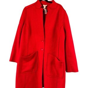 Chico's Red Trench Coat Classic Button-Front‎ Design-size 3